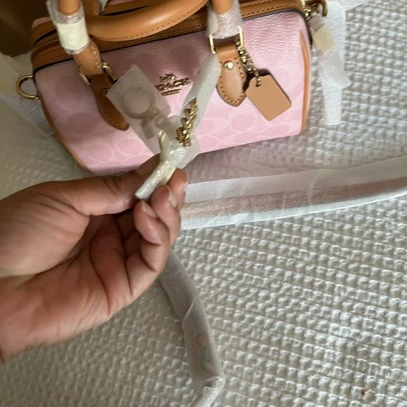 Coach MINI  Pink and Tan Satchel - Picture 2 of 5